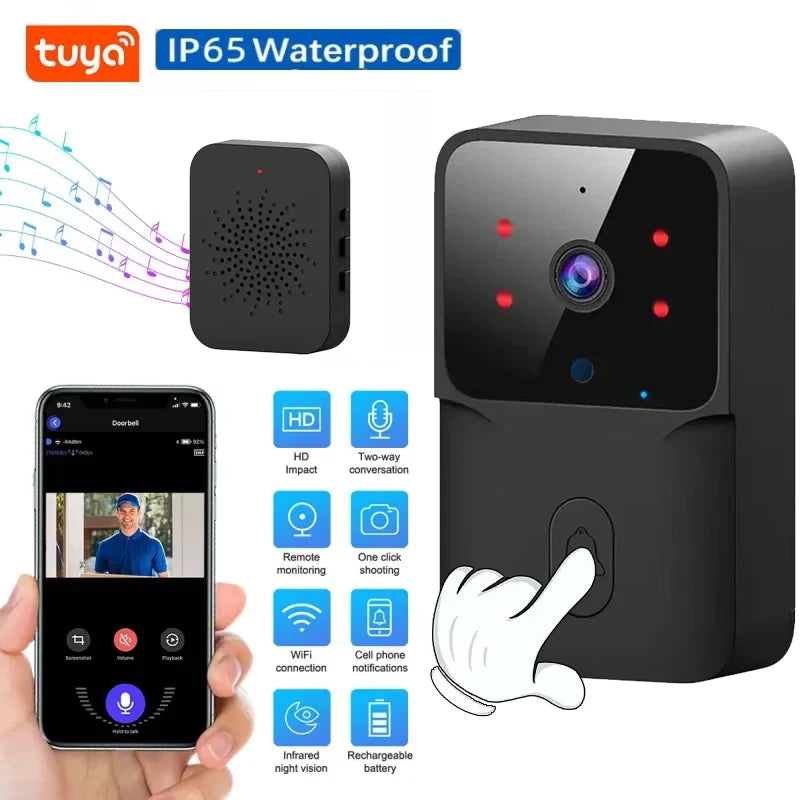 Tuya Doorbell with Camera Wireless Bundle Video Doorbell WIFI HD Outdoor Phone Door Bell Camera Security Video Intercom IR
